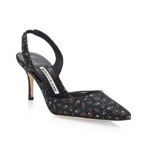Manolo Blahnik Carolyne Floral Slingback Pumps sz9